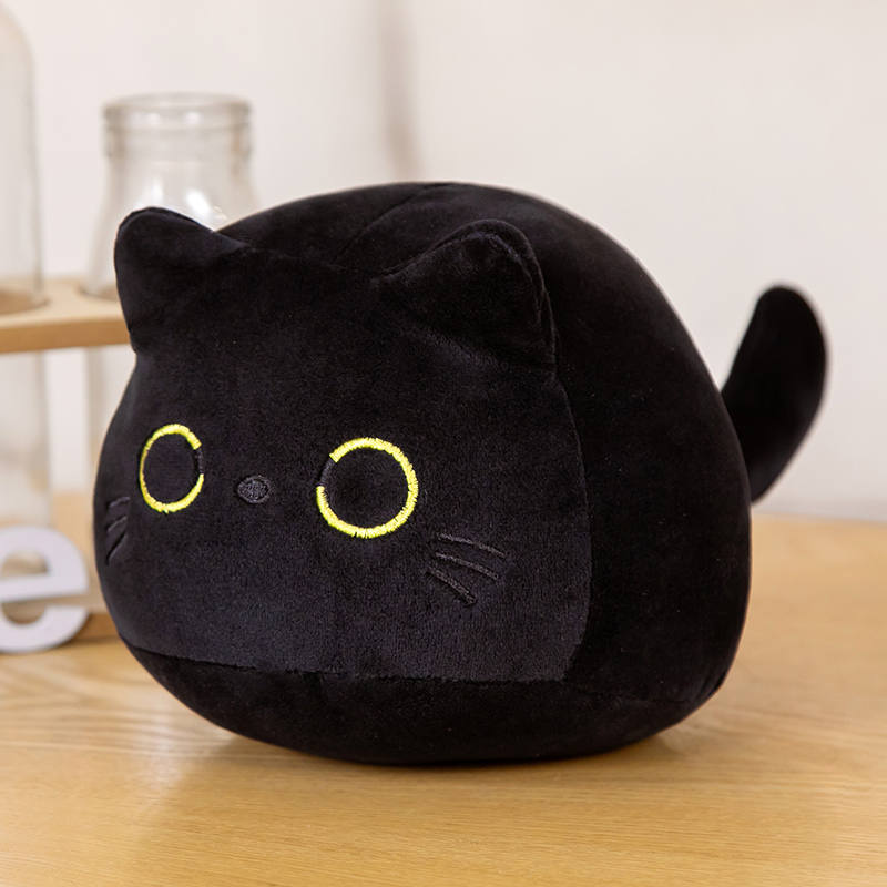 Kawaii Black Cat Plush Doll - Cute Round Ball Cat Keychain - Image 4