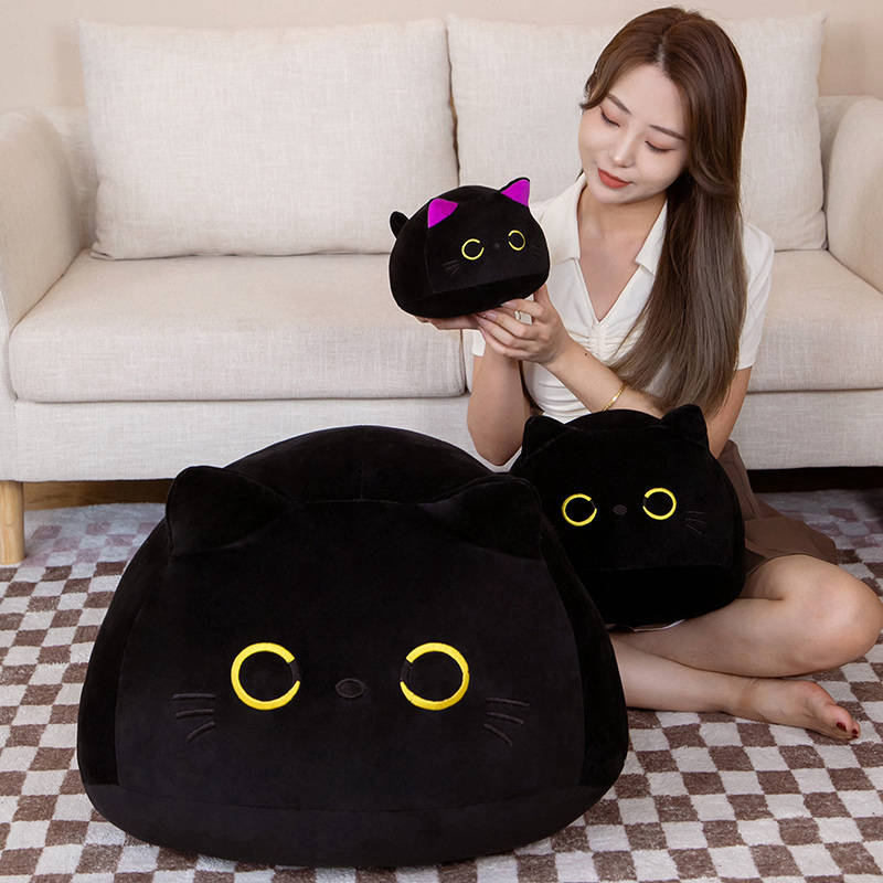 Kawaii Black Cat Plush Doll - Cute Round Ball Cat Keychain - Image 6