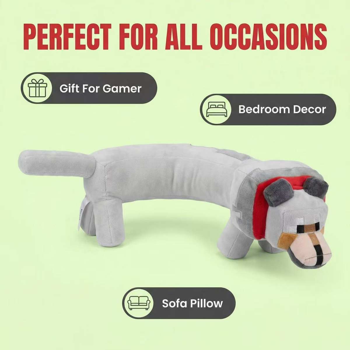 Pixel Wolf Plush Pillow - Game Style Wolf Doll - Image 5